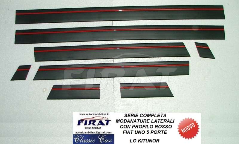 MODANATURE LATERALI FIAT UNO 5 PORTE PROFILO ROSSO